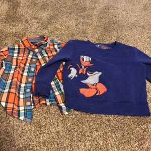 Donald Duck sweatshirt and plaid button down